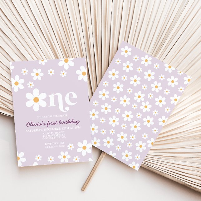 Retro-Daisy En Blommigt första födelsedag Inbjudningar (Skapare uppladdad)