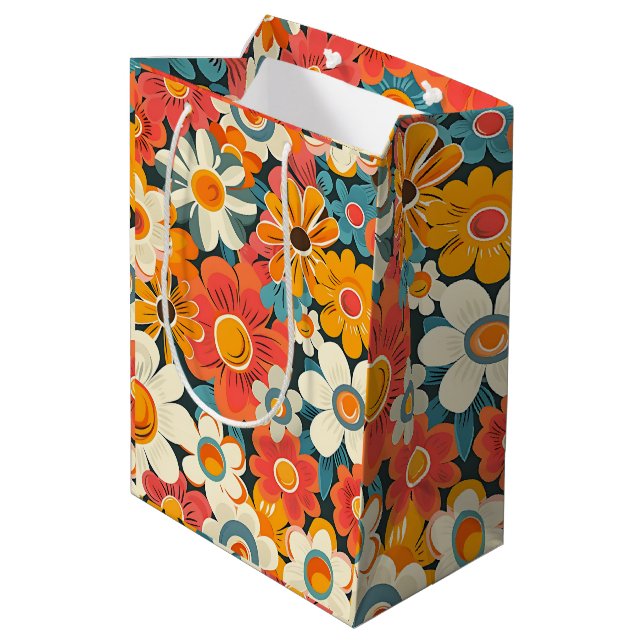 Retro Daisy Floral Gift Bag (Baksidan Vinklad)