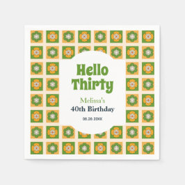 Retro Daisy Flower Checkated Hej Trettiodagarsdag Pappersservett