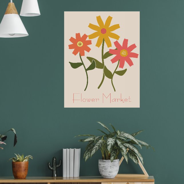Retro Daisy Flower Market Poster (Vardagsrum 1)
