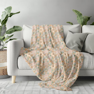 Retro Daisy Flower Mönster Vintage Boho Blommigt Fleecefilt