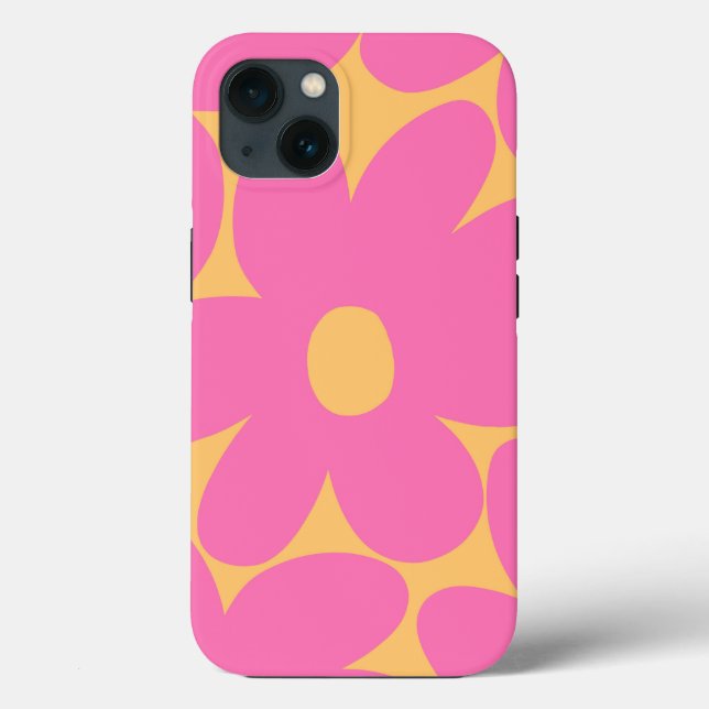 Retro Daisy Flowers in Rosa Blek Marigold #1 #art (Baksida)