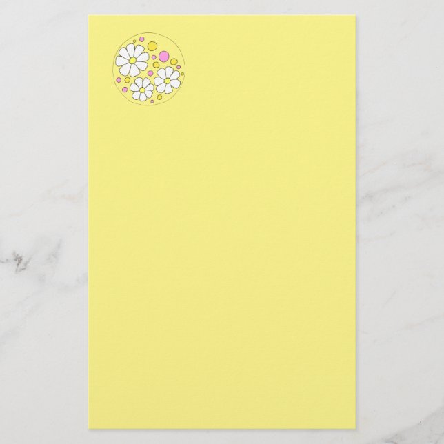 Retro Daisy Flowers Stationery Brevpapper (Framsida)