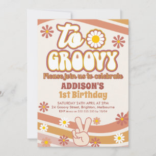 Retro Daisy Fredstecken 2 Groovy 2:a födelsedagen Inbjudningar