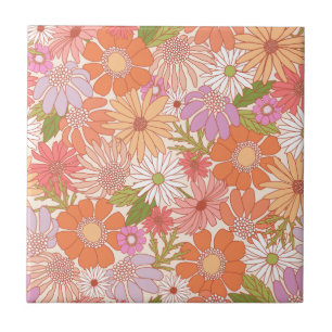 Retro Daisy Garden Kakelplatta