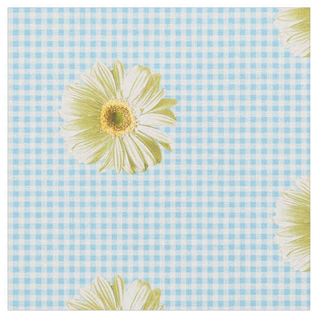 Retro Daisy Gingham Mönster Tyg (Närbild)