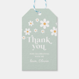 Retro Daisy gröna boho tack favor Gift Tags Presentetikett