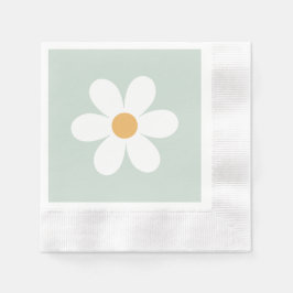 Retro daisy grönt boho pappersservett