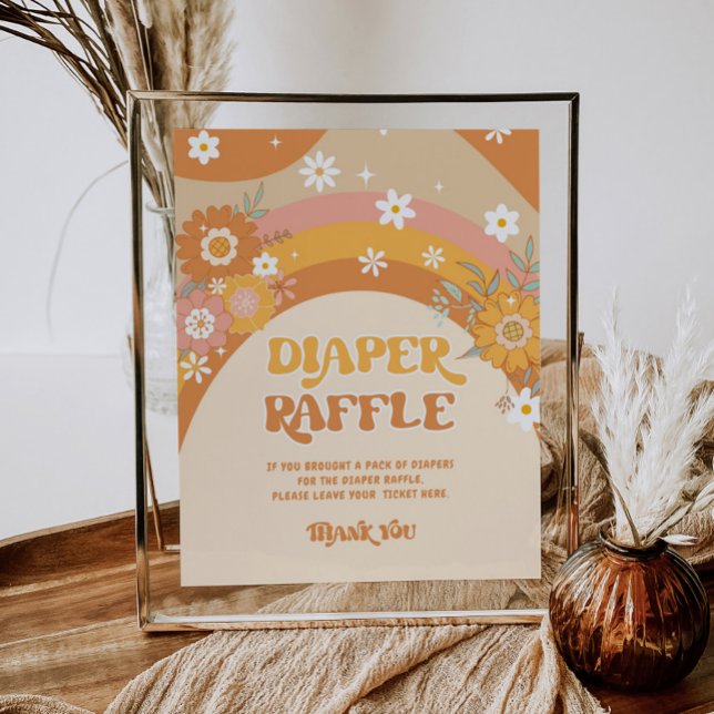 Retro daisy groovy baby Diaper raffle Poster (Skapare uppladdad)
