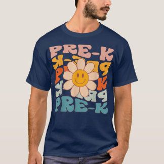 Retro Daisy Groovy Colorful PreK Teacher Student F T Shirt