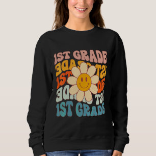 Retro Daisy Groovy Färgglad Första 1:a Klass Lärar T Shirt