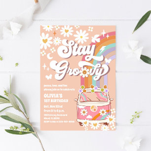 Retro Daisy Groovy Födelsedagsinbjudan Inbjudningar