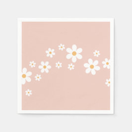 Retro Daisy Groovy Rosa blommig Pappersservett