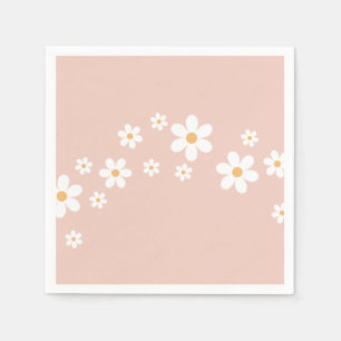 Retro Daisy Groovy Rosa blommig Pappersservett