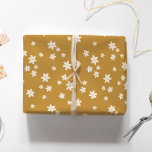 Retro Daisy Guld Wrapping Papper Presentpapper<br><div class="desc">Retro Daisy Blommigt Boho Guld Wrapping Papper</div>