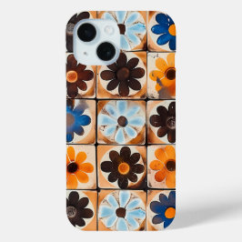 Retro Daisy Kakel Mönster Telefonfodral