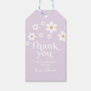 Retro Daisy lavender boho tack vare dig du vill Presentetikett