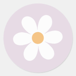 Retro Daisy lila Runt Klistermärke