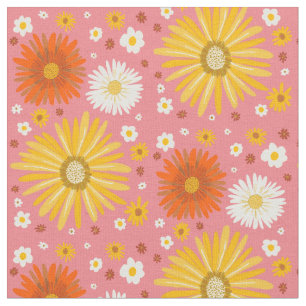 Retro Daisy Mönster Rosa Tyg