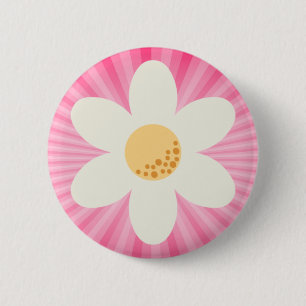 Retro Daisy och Rosa Sunburst Boho Knapp