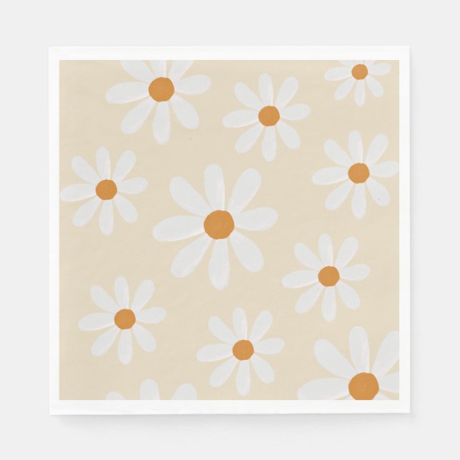 Retro Daisy Party Napkin Pappersservett (Framsidan)