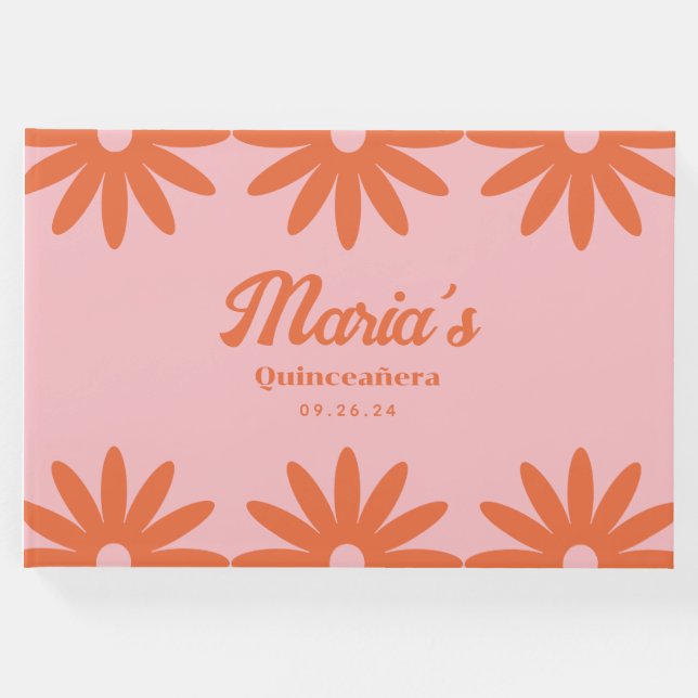 Retro Daisy Quinceanera Gästböcker (Framsida)