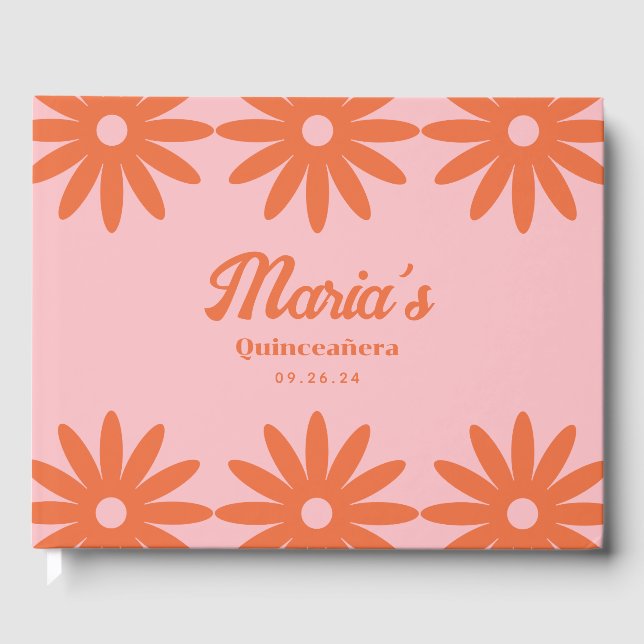 Retro Daisy Quinceanera Gästböcker (Framsida)