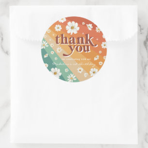 Retro Daisy Rainbow Birthday Tack Runt Klistermärke