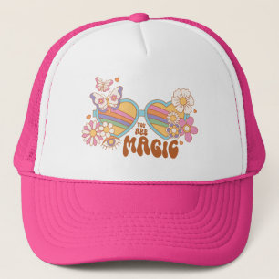 Retro-Daisy, regnbåge och fjärilsoffert Keps