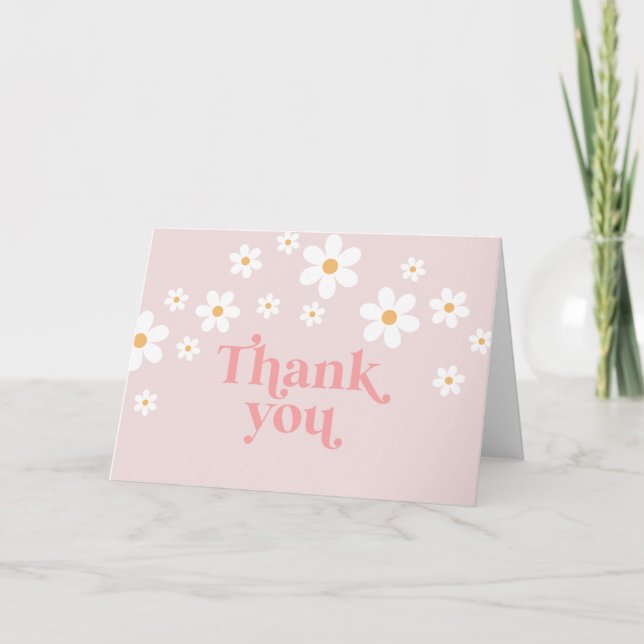 Retro Daisy Rosa boho tack Kort (Framsida)