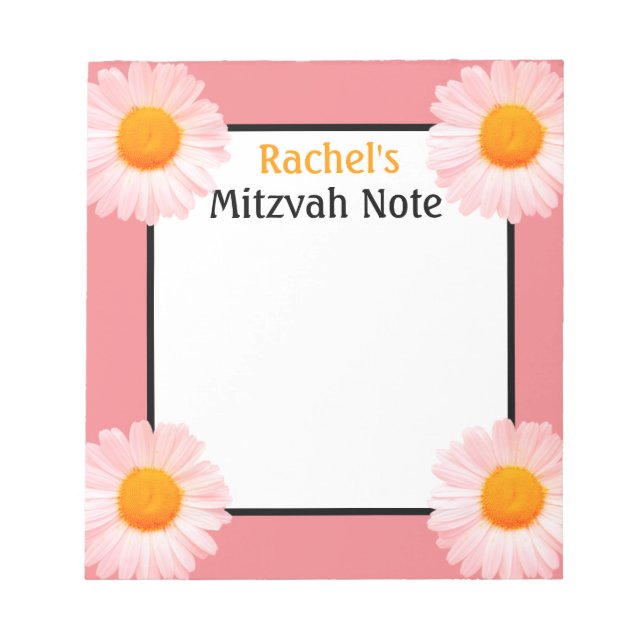 Retro Daisy Rosa Girl Girl Girl's Mitzvah Notes An Anteckningsblock (Framsida)