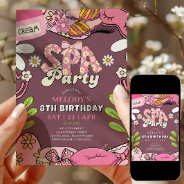 Retro Daisy Spa-fest Firande Inbjudan Maroon