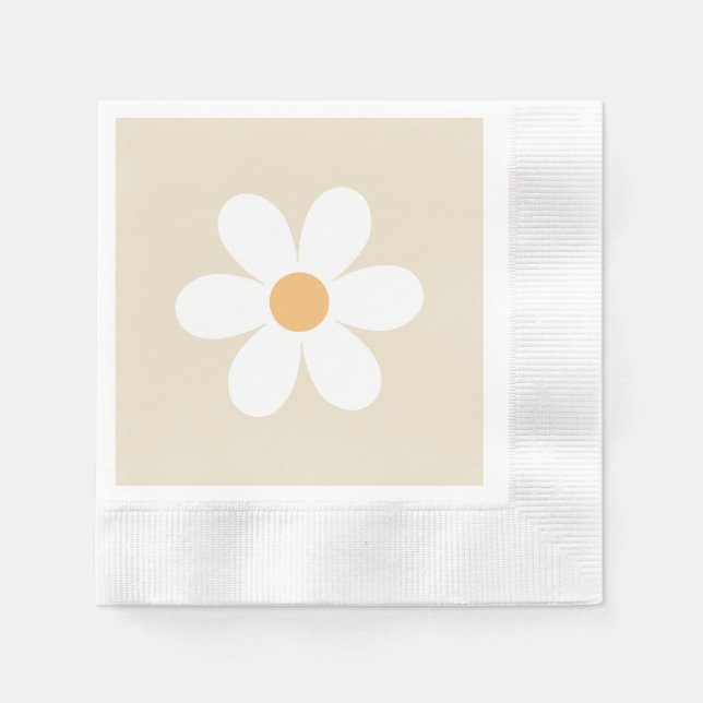 Retro daisy tan boho pappersservett (Framsidan)