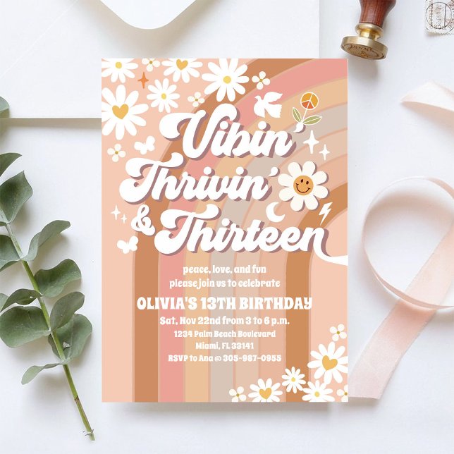Retro Daisy Tonårsfödelsedagsinbjudan Inbjudningar (Skapare uppladdad)