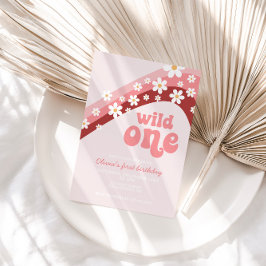 Retro daisy Vild En boho-blommigt första födelseda Inbjudningar