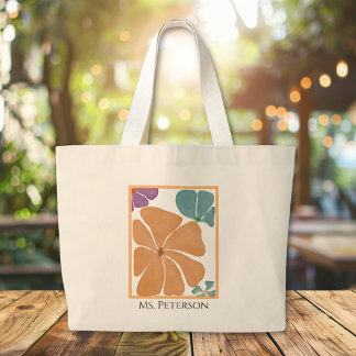 Retro Daisy Watercolor Teacher Tote Bag Jumbo Tygkasse