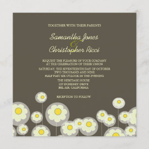 Retro Daisy Wedding Inbjudningar/diy färg Inbjudningar