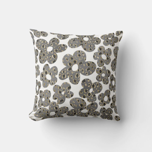 Retro Daisys Animal Print Glam #1 #retro #Blor Kudde (Framsida)