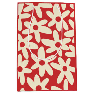 Retro Daisys Blommönster Red and Cream