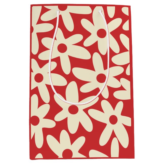 Retro Daisys Blommönster Red and Cream (Framsidan)