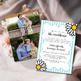 Retro Daisys Blue 2 Photo Adoption Day Domstol Inbjudningar