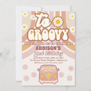 Retro Daisys Combi Two Groovy 2: a födelsedagen Inbjudningar