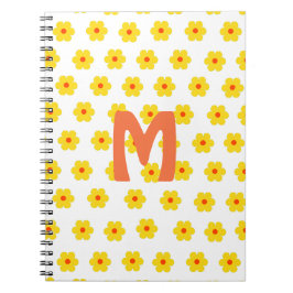 Retro Daisys Gult och Orange samt vita blommor Anteckningsbok