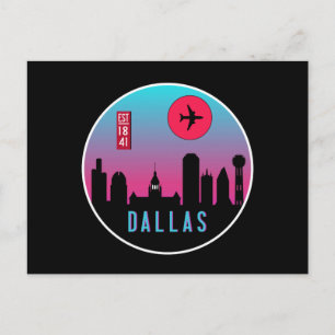 Retro Dallas City Texas Skyline Cityscape Souvenir Vykort