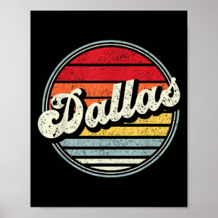 Retro Dallas Home State Coola 70:e Stil Sunset Man Poster