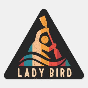 Retro Dam Bird Kayaking Triangelformat Klistermärke
