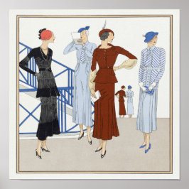 Retro Dam Hats Heels Väntar på Mode Show Poster