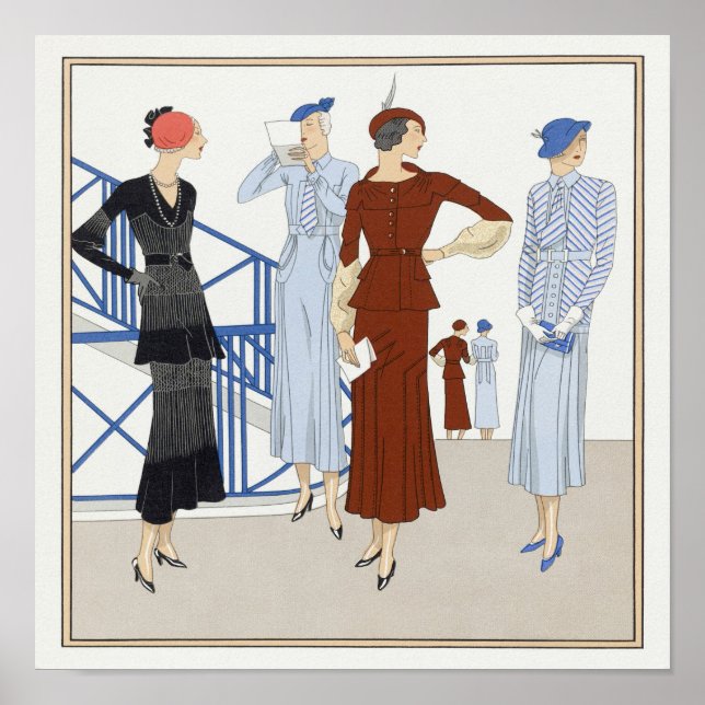 Retro Dam Hats Heels Väntar på Mode Show Poster (Framsidan)