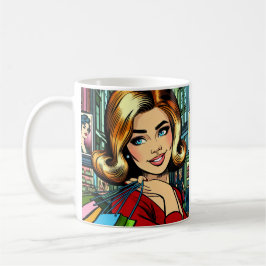 Retro Dam med Inköpsväskor Personlig Kaffemugg