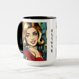 Retro dam med shoppingpåsar Personlig Mugg